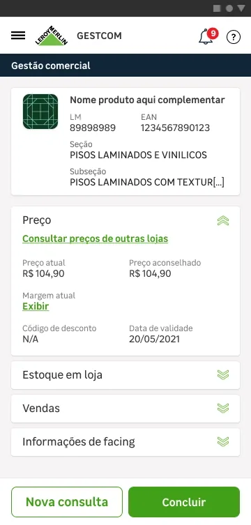 Consulta de produto: preço