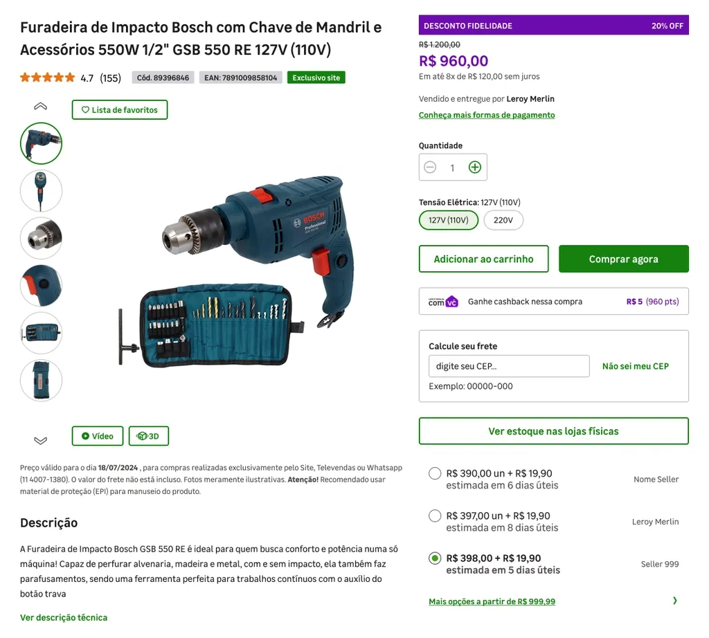 Integração com a página de produto